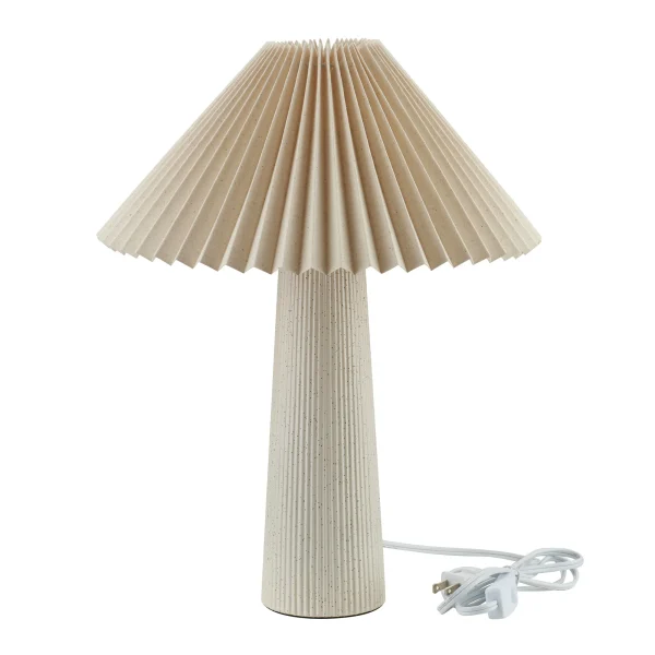 Home Decor Collection 18"in Ribbed Ceramic Table Lamp with Ivory Pleated Shade - Image 4