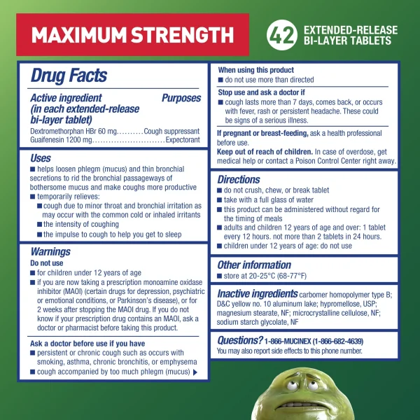 Mucinex DM 12 Hour Max Strength Expectorant & Cough Medicine, Excess Mucus Relief, FSA, 42 Tablets - Image 6