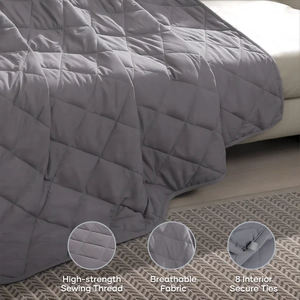 MaxKare Weighted Blanket Twin Size 48" x 72" 15 lbs with Nontoxic Glass Beads, Microfiber Material, Thick Comfort for Deeper Sleep, Gray